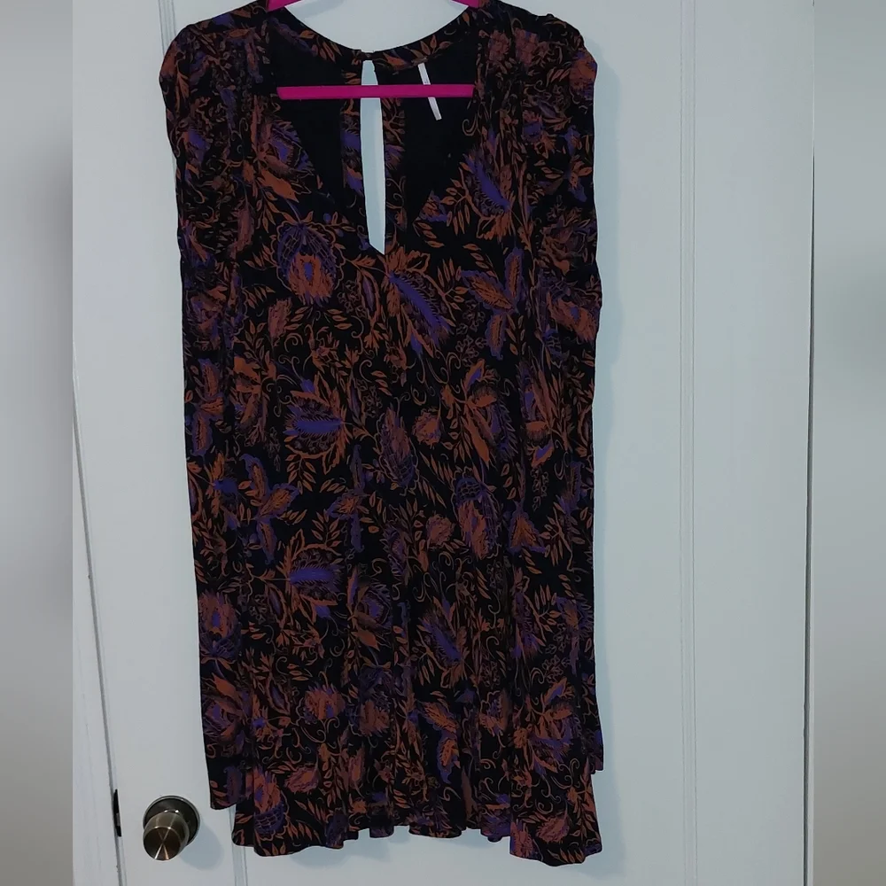 Free People Hey Lover Floral Print Puff Sleeve Tunic/Dress